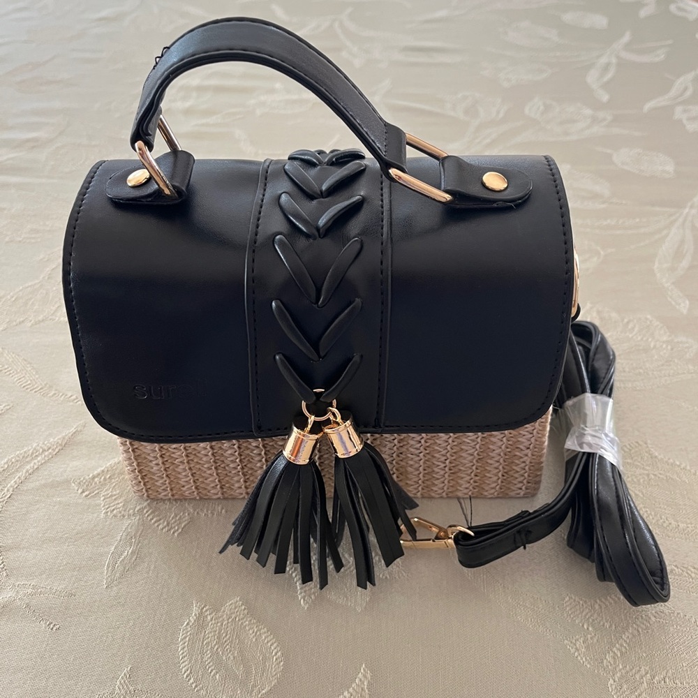 Surell Black and Tan Crossbody Bag